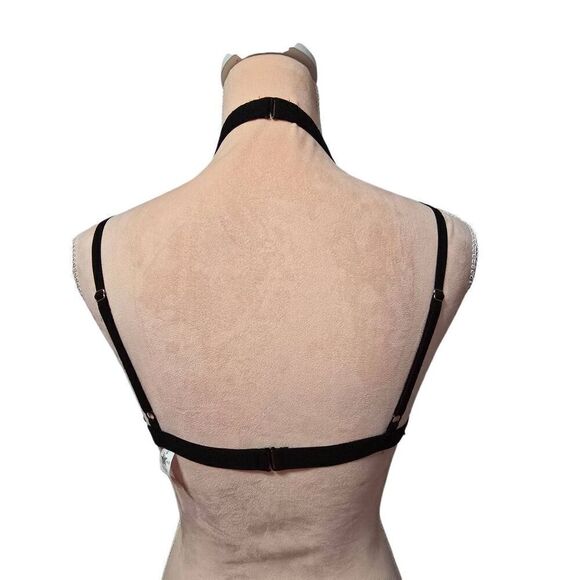 Starline Strappy PVC Caged Shelf Bra with Rhinestone Bows - Picture 4 of 5